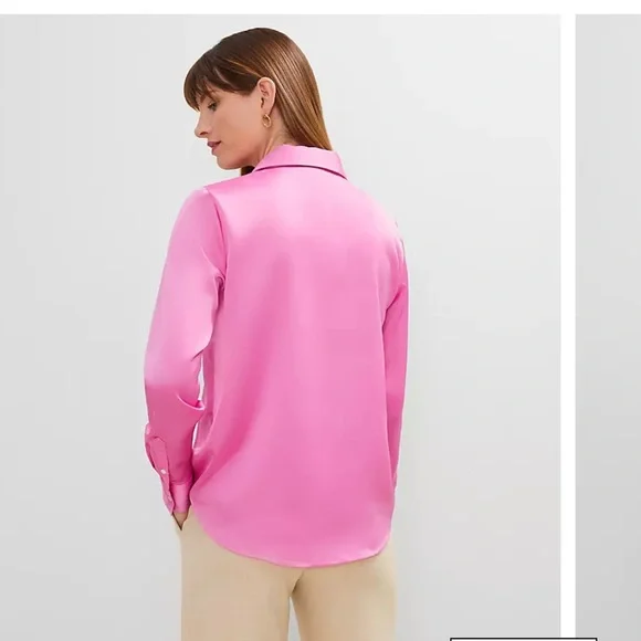 NWT Super Stylish & Elegant Satin Pink Women's Blouse! - Picture 2 of 3